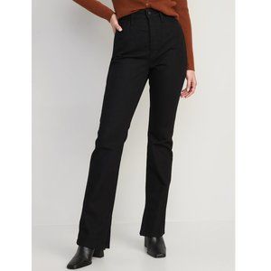 Old Navy Extra High-Rise Kicker Boot-Cut Black Jeans 477341 Smooth Pcokets